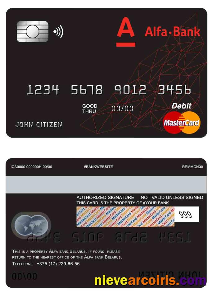 Belarus Alfa bank master debit card